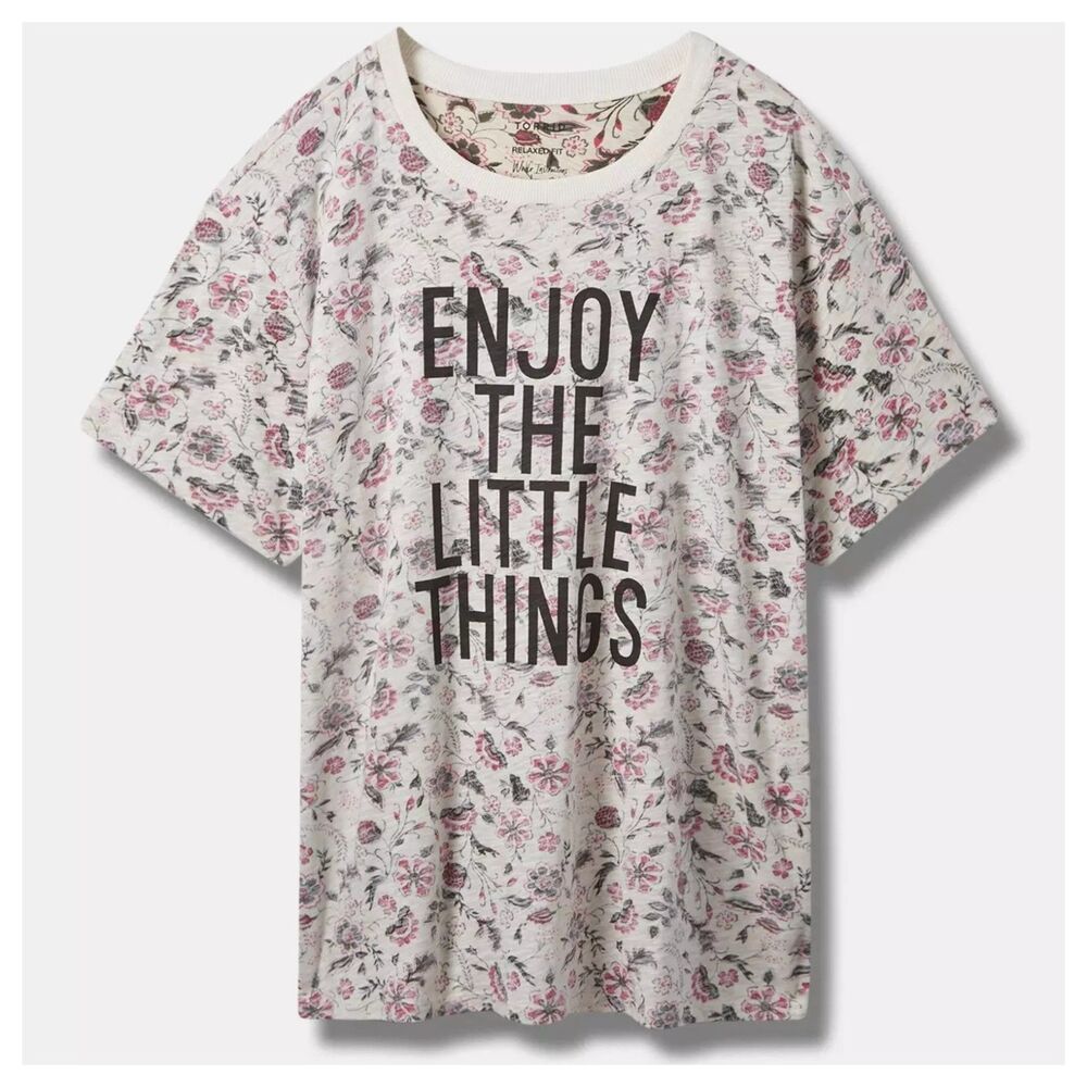 Enjoy The Little Things Relaxed Fit Cotton Crew Neck Tee